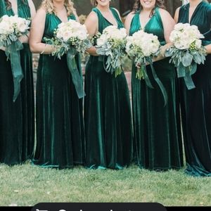 Emerald green crushed velvet gown